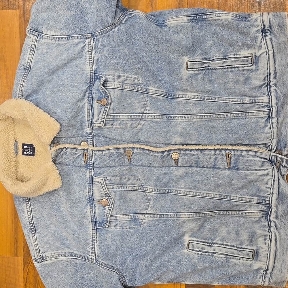 GAP Denim Jacket with Cream Sherpa Collar